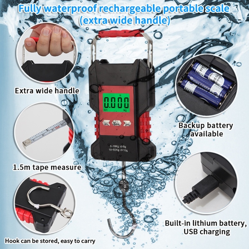 Cân Hành Lý Kỹ Thuật Số Siêu 50KG Kèm Thước Đo Tiện Dụng Mang Theo Du Lịch