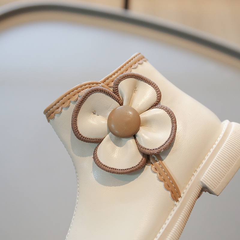 Vintage Dễ Thương Bé Gái Da Mềm Hoa Martin Giày Ngắn Dây Kéo Chống Trơn Trượt Sof0 Tuổi