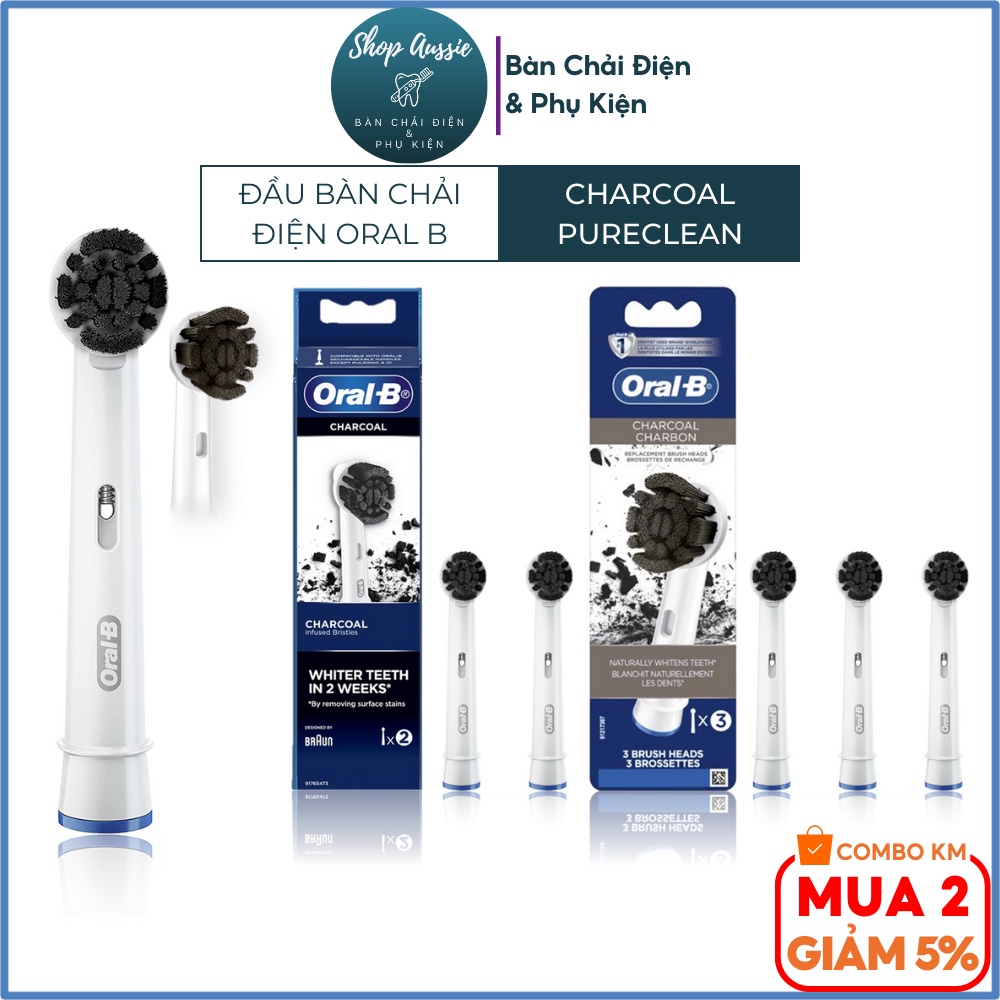 Đầu Bàn Chải Điện Oral-B Braun Charcoal Carbon Than Hoạt Tính - Tinh Chất Than Đen Làm Trắng Răng Tự Nhiên