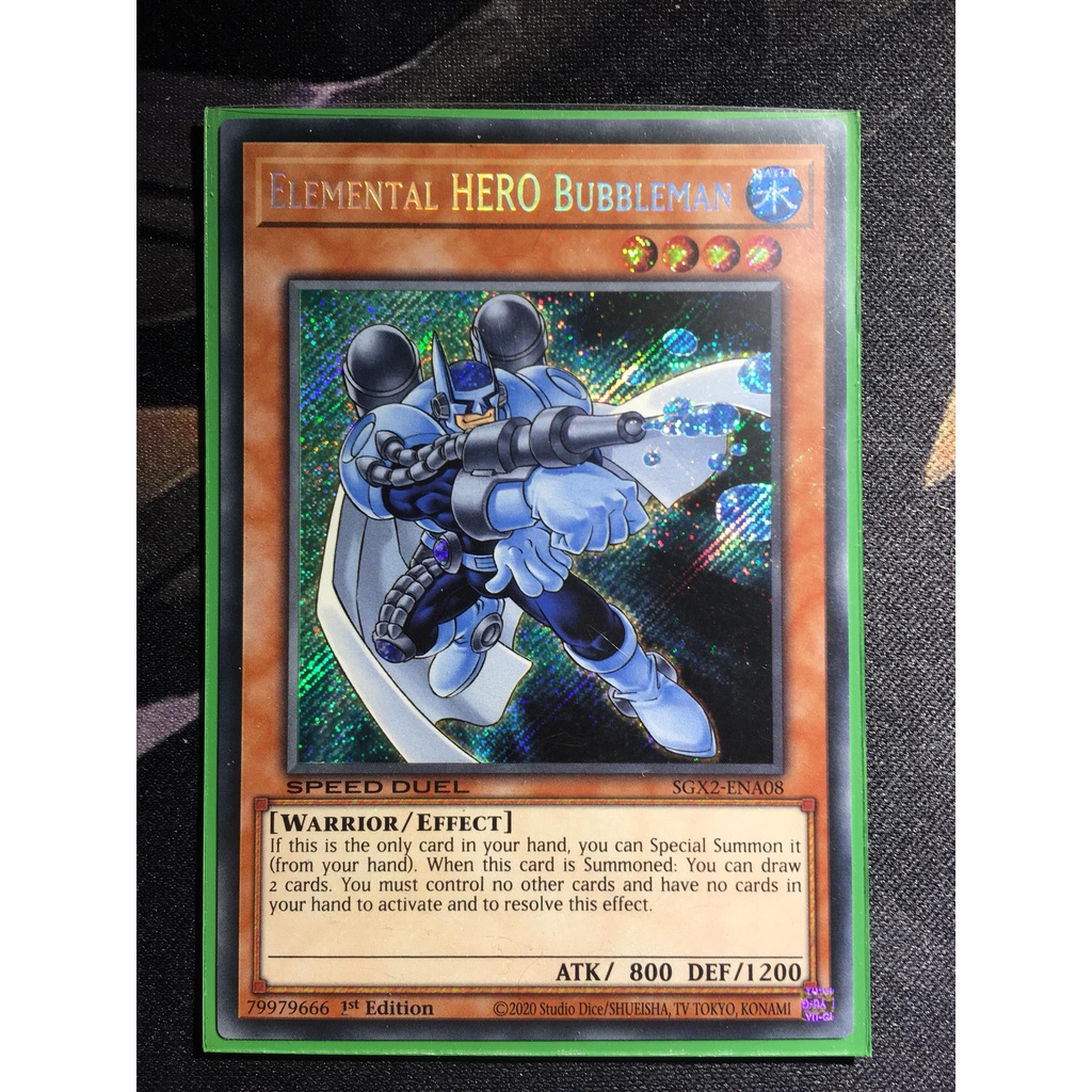 Thẻ bài yugioh speed due l- Elemental HERO Bubbleman - SGX2-ENA08 - Secret Rare 1st Edition