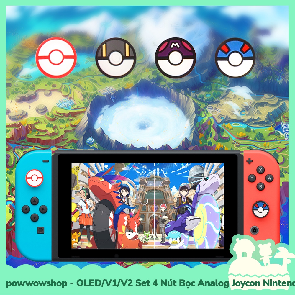 [Sẵn VN - Hỏa Tốc] Oled/V1/V2/Lite Set 4 Nút Bọc Analog Joycon Cho Máy Game Cầm Tay Nintendo Switch Mẫu Pok Scarlet &amp; Vi
