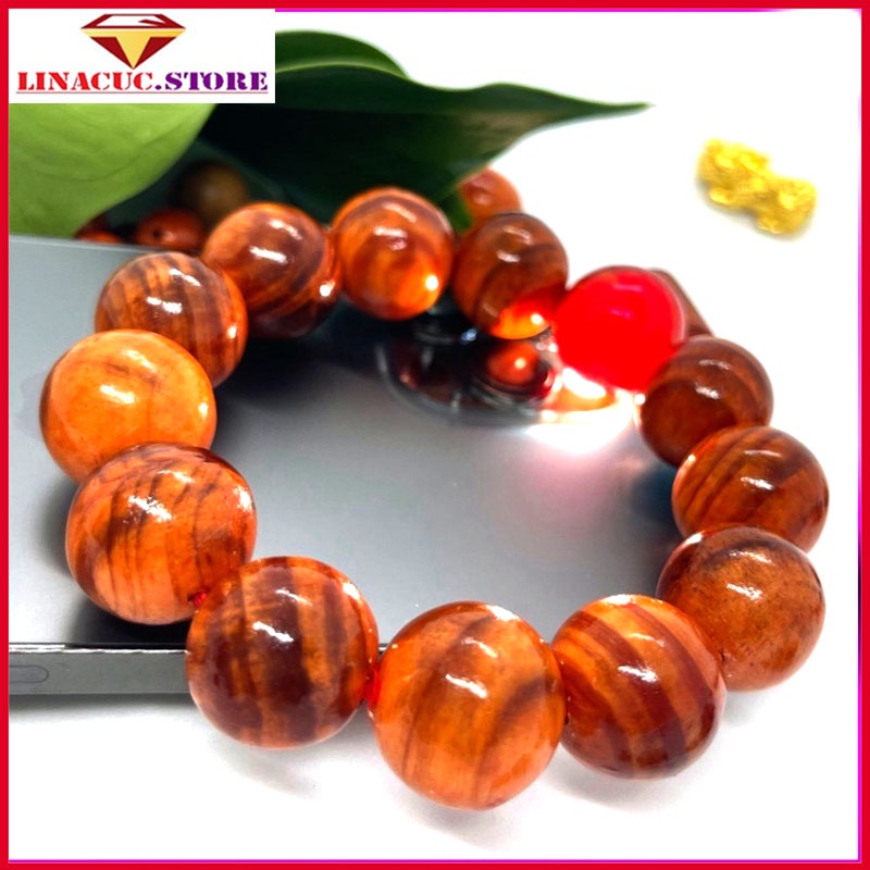 Vòng tay nam nữ gỗ huyết long lắc tay phong thủy may mắn tài lộc.