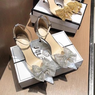 Sandal cao gót nơ đá bít mũi hàng cao cấp fullbox