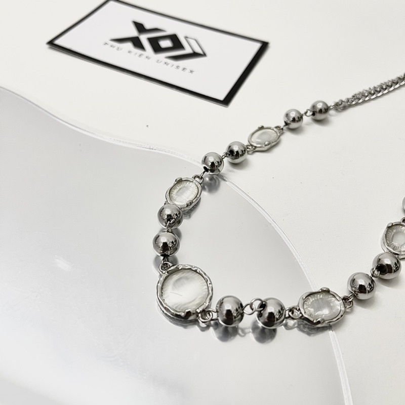 Vòng cổ Mặt Đá Mắt Mèo Bằng Thép Phong Cách Sang Trọng - Dây Chuyền Thời Trang Dành Cho Nam Và Nữ