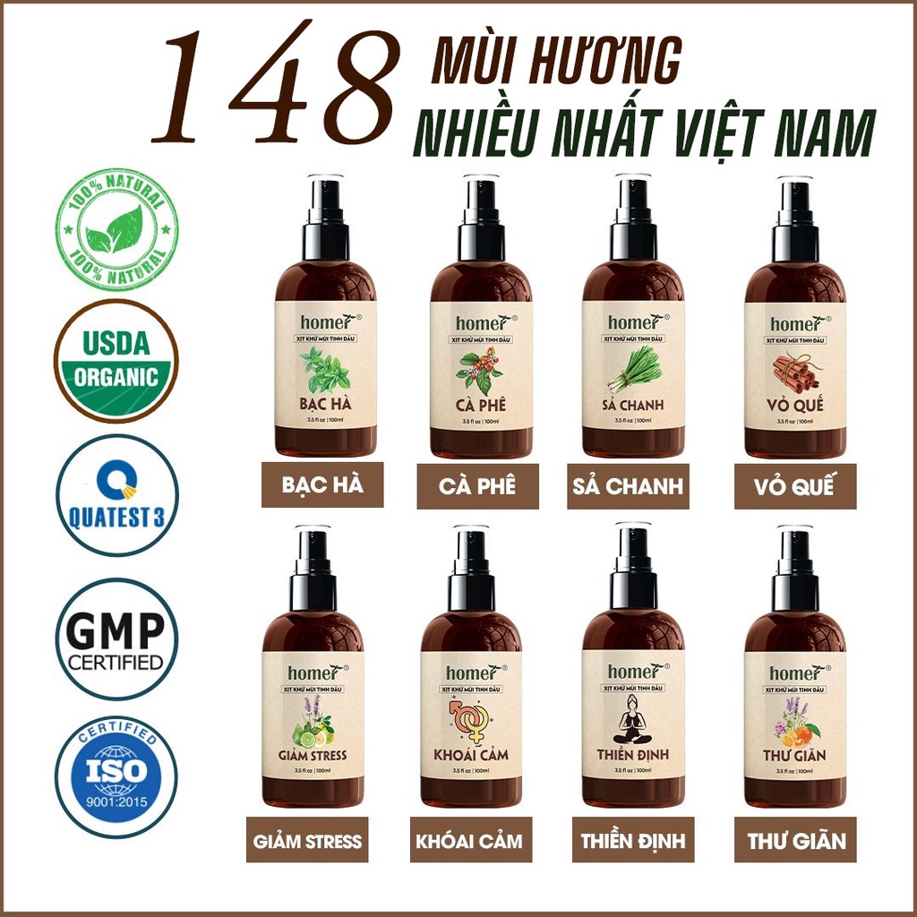 Xịt khử mùi tinh dầu Homer Thiên nhiên - Dung tích 100ml