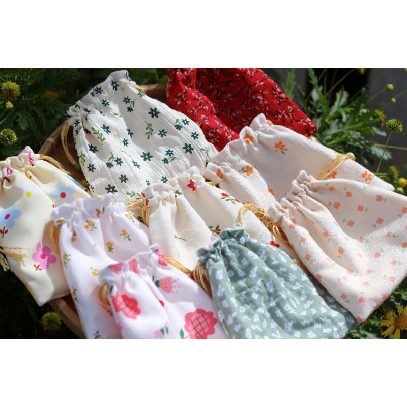 Túi rút vải Hoa Hoè nhỏ xinh size 15cm