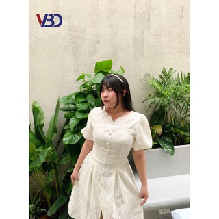 Đầm caro phối nút bọc Bigsize DA013