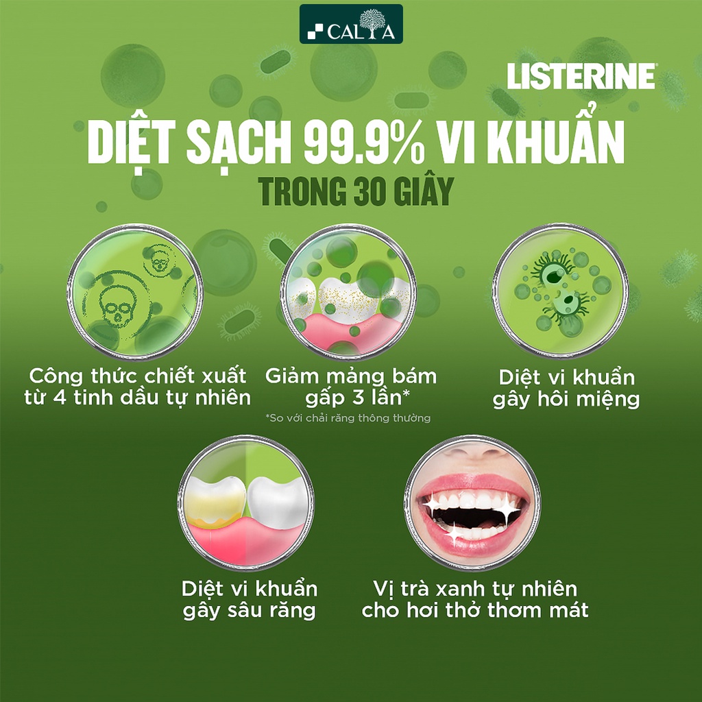 Nước Súc Miệng Listerine Trà Xanh Ngừa Sâu Răng - Listerine Natural Green Tea 750ml