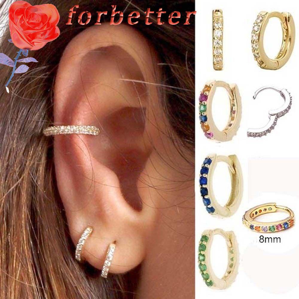 Khuyên tai tròn đính đá zircon lấp lánh