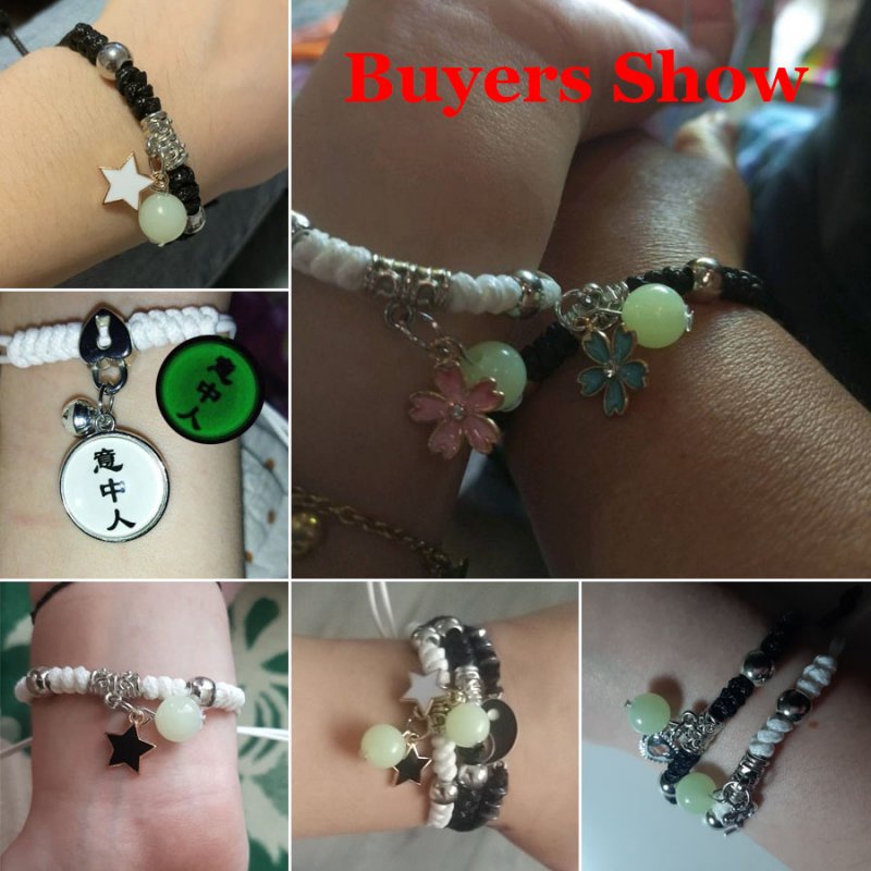 Set 2 Vòng Tay Dây Thừng Mặt Trăng Và Ngôi Sao Phát Sáng Trong Bóng Tối