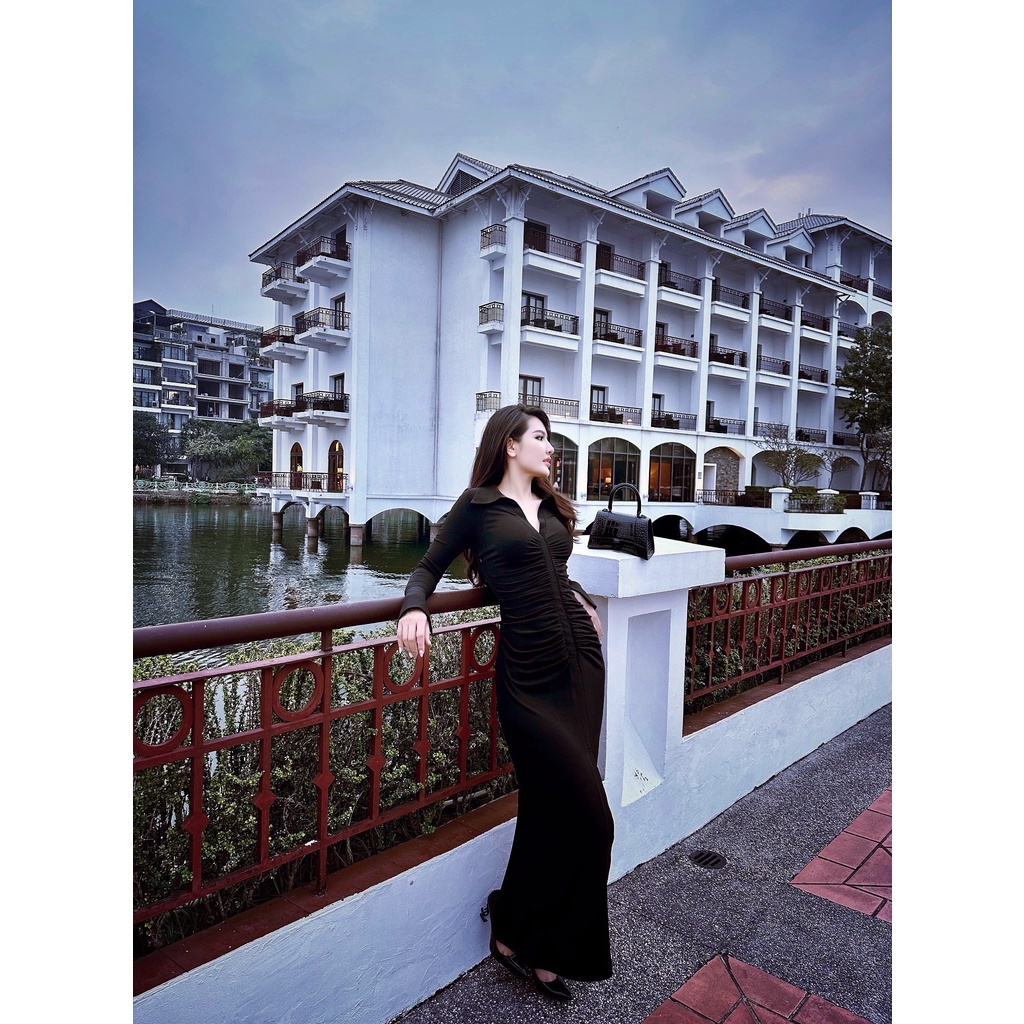 Váy Body Cổ Sơ Mi Nhún Ly Eclipse Clothing