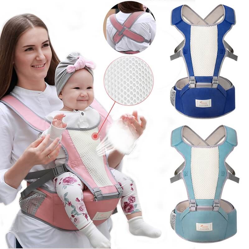 Địu em bé KidAndMom iMama địu ngồi cao cấp 4 tư thế phong cách Hàn Quốc chống gù lưng cho bé