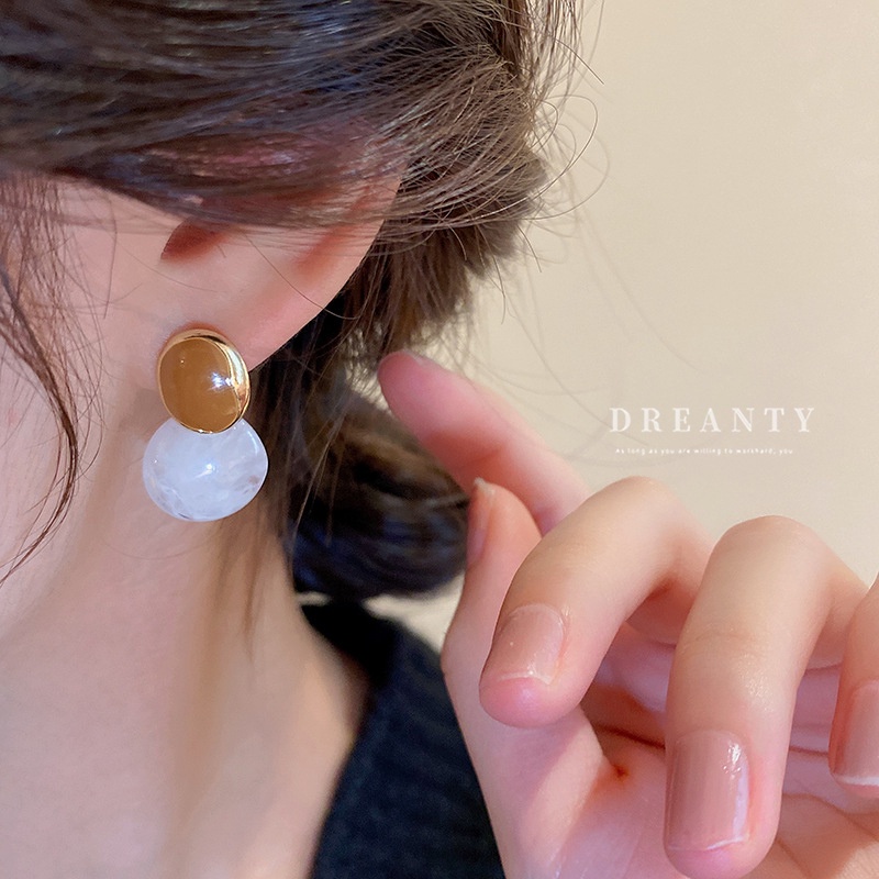 Bông Tai Hình Học Kiểu Bất Đối Xứng Màu Sắc Tương Phản Phong Cách Hàn Quốc Thời Trang Cho Nữ