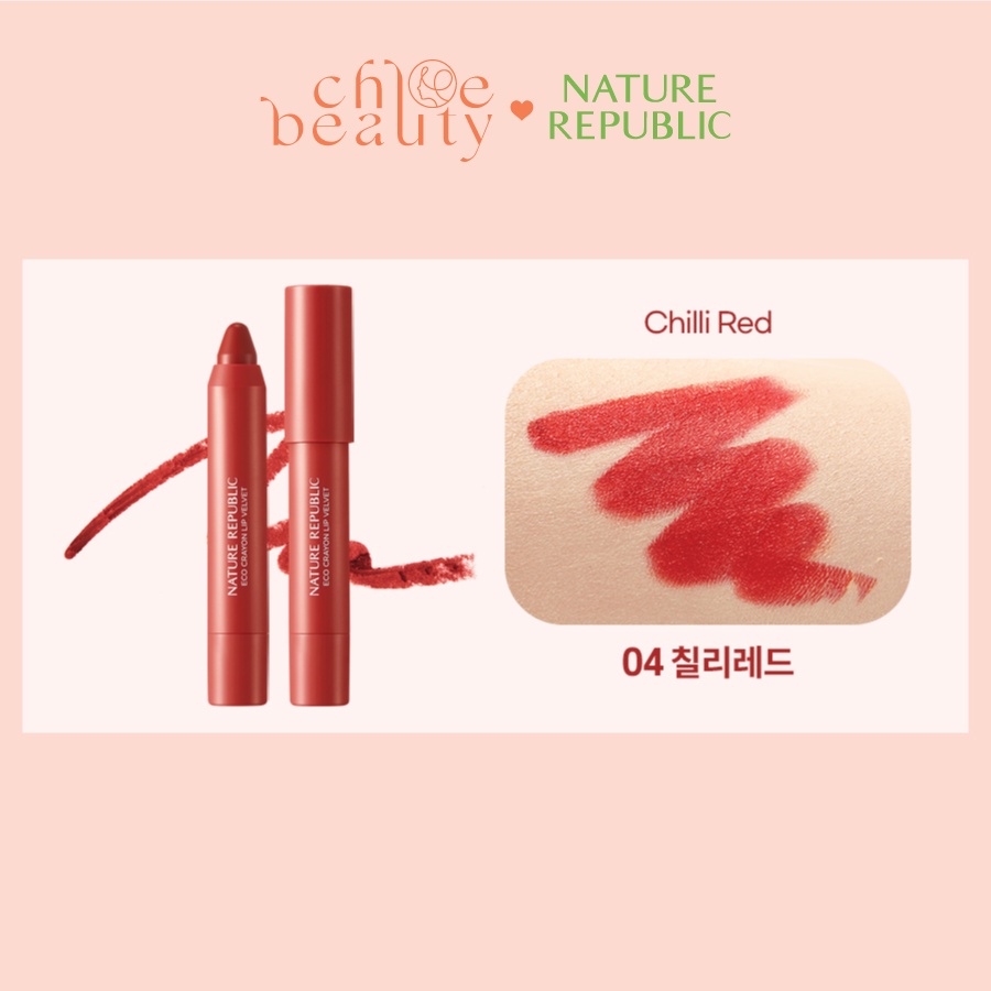 Son sáp mềm mướt như nhung NATURE REPUBLIC Eco Crayon Lip Velvet 2.8g