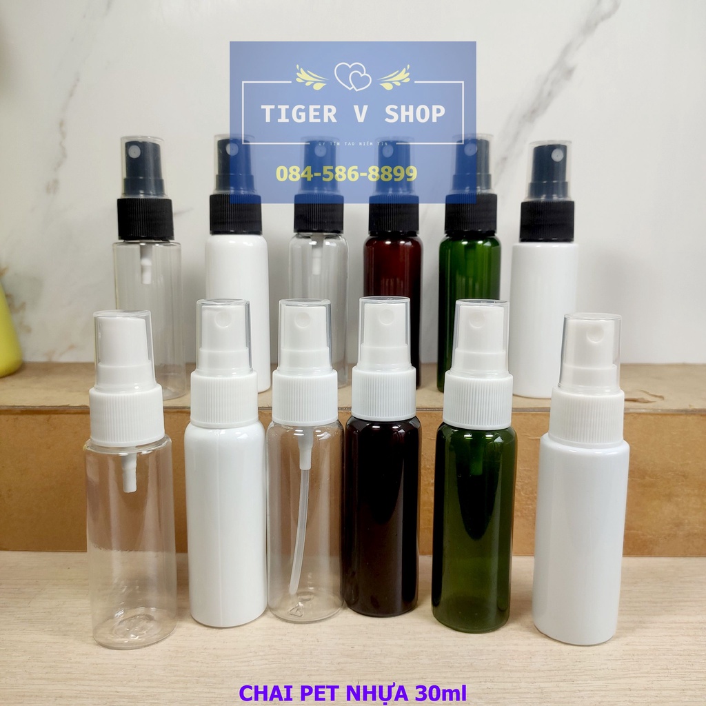 Chai nhựa pet 30ml vai tròn thân cứng và nắp vòi các loại