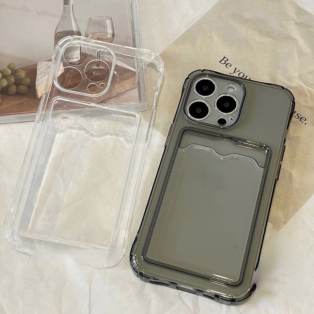 Ốp Điện Thoại Trong Suốt Chống Sốc Có Ngăn Đựng Thẻ Cho iphone xr x xs max 15 pro max 14 13 12 11 pro max plus
