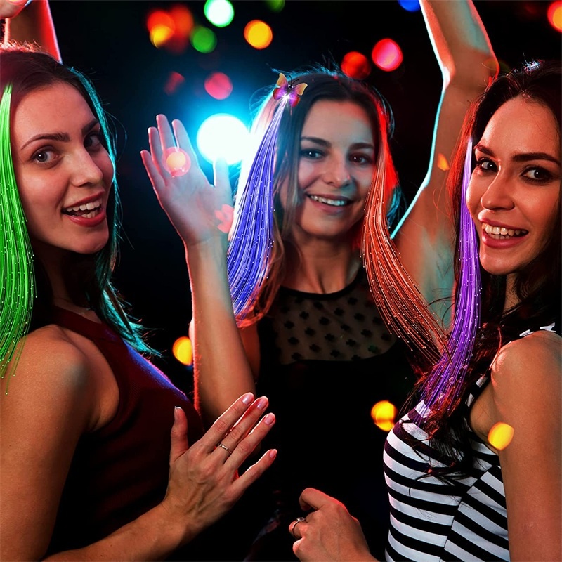 1 Kẹp Tóc Sợi Quang Đèn LED Phát Sáng Nhiều Màu