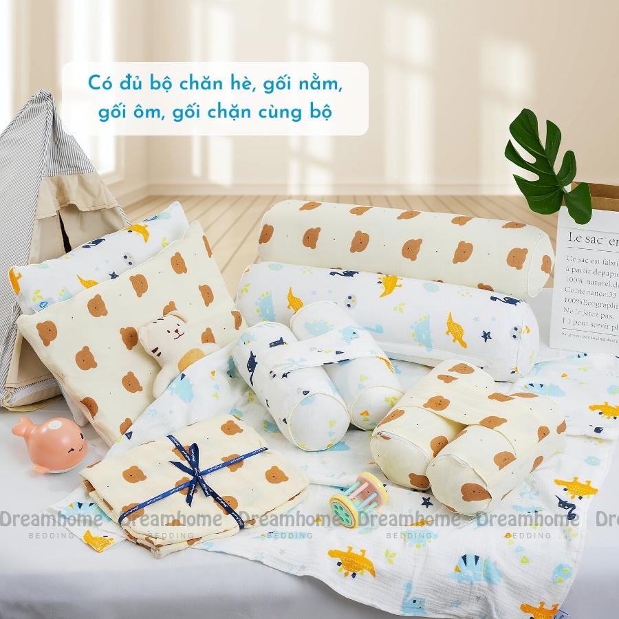 Gối nằm cho bé sơ sinh vải xô muslin mỏng nhẹ thấm hút mồ hôi - ảnh sản phẩm 7