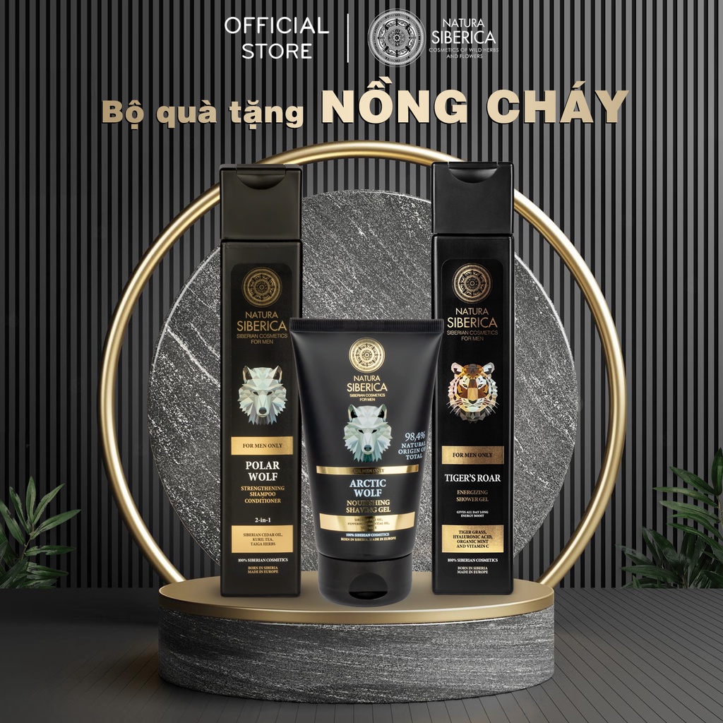 Bộ quà tặng nam giới Nồng Cháy Natura Siberica Gel tắm 250ml &amp; Dầu gội xả 250ml &amp; Gel cạo râu và dưỡng ẩm 150ml