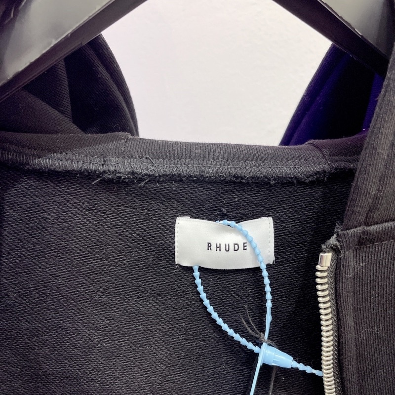 ⚡️ - Áo Khoác Rhude Black Full Zip Oversized Hoodie Logo Thêu, Áo khoác zip hoodie Rhude form rộng