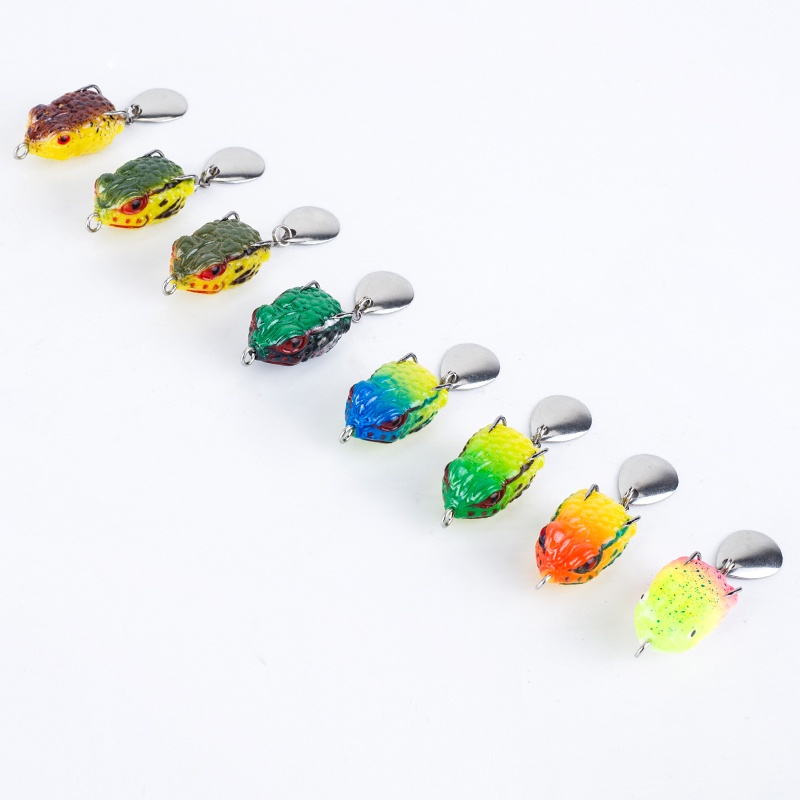 Mồi câu cá giả tokushima hình ếch nhảy mini 2.5cm / 3g mềm mại 8 màu có móc kép