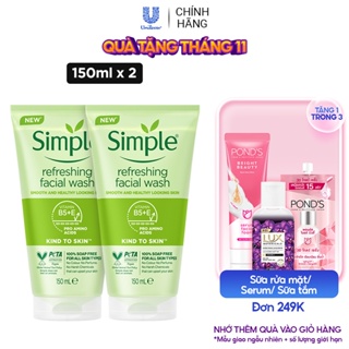 Combo 2 sữa rửa mặt Simple giúp da sạch thoáng