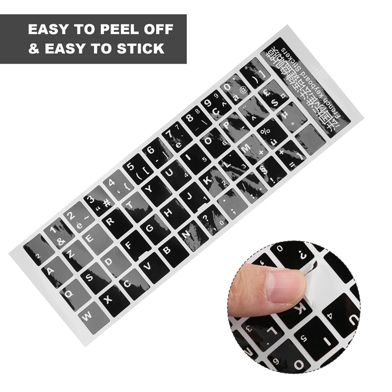 Chữ cái trắng pháp azerty bàn phím sticker bìa đen cho máy tính xách tay