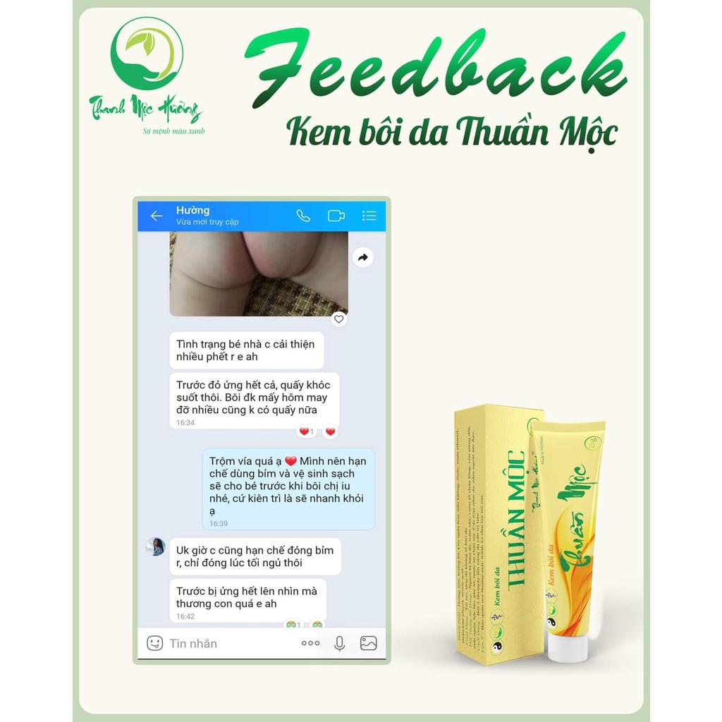 Combo Thuần mộc bôi da kem bôi da thuần mộc chàm sữa THANH MỘC HƯƠNG chính hãng 16g