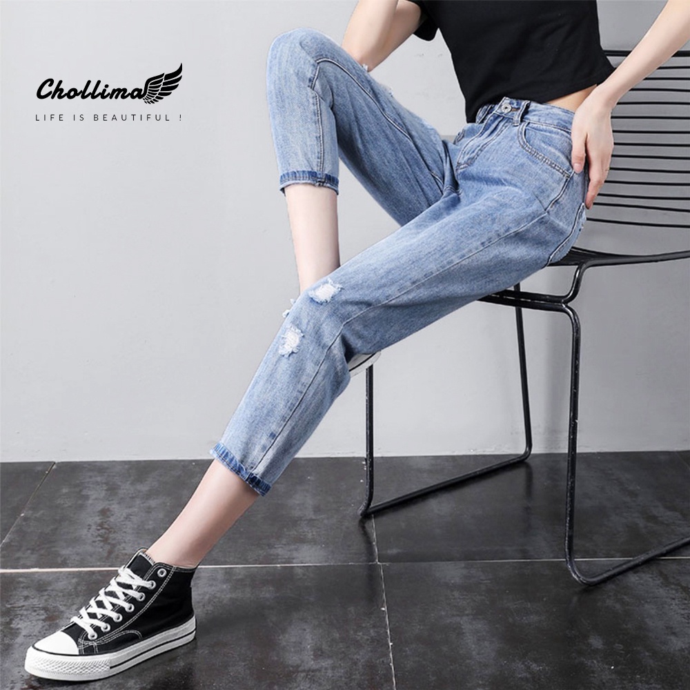 Quần jeans nữ Chollima ống nhỏ rách QD251 ulzzang phong cách hàn quốc trẻ trung năng động