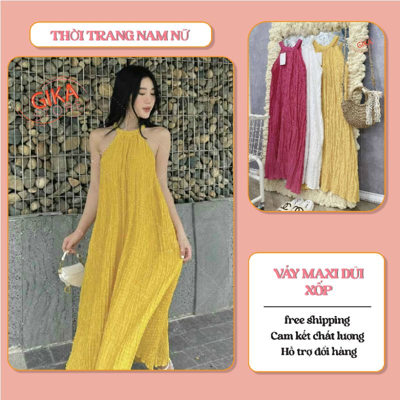 Váy maxi nữ xuông chất vải đũi mặc đi biển , đầm nữ dáng dài ,dạo phố đều thích hợp , thời trang nữ tính dịu dàng