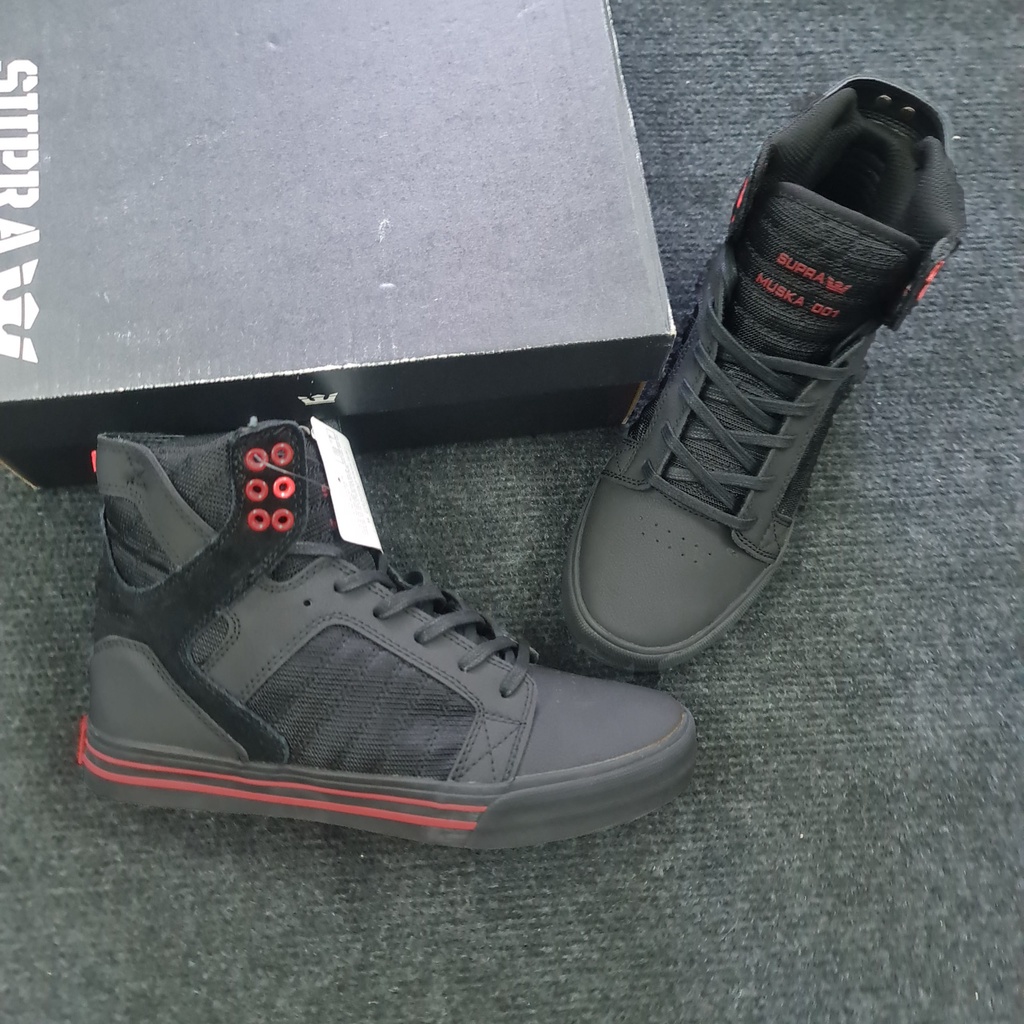 Giày Supra chính hãng da đen Skytop nam