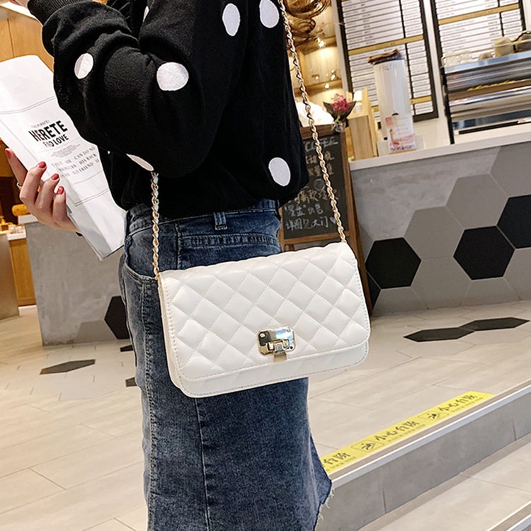 Túi Đeo Chéo Dây Xích Hình Thoi Phong Cách Hàn Quốc Dễ Phối Đồ Cho Nữ