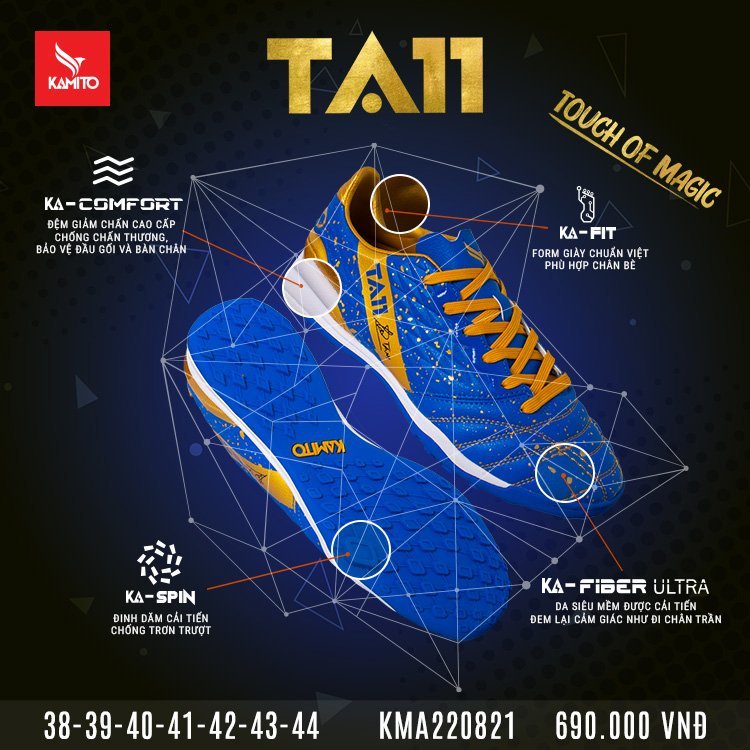 Giày đá bóng Kamito TA11 Xanh Biển SIZE 40 [CHÍNH HÃNG]