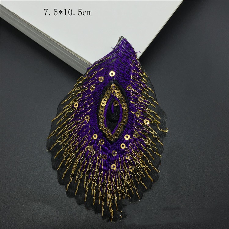 Miếng Dán Ủi Quần Áo Hình Lông Vũ / Chim Công Đính Kim Sa Lấp Lánh