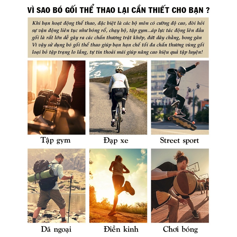 Băng Bảo Vệ Đầu Gối BG/07 Bó Gối Thể Thao Tránh Chấn Thương Khi Chơi Bóng Rổ Bóng Đá Tập Gym Cầu Lông Chạy Bộ Tennis