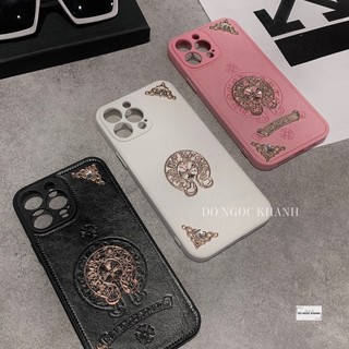 Ốp da mềm chrome heart kèm logo mạ kim loại đồng cao cấp