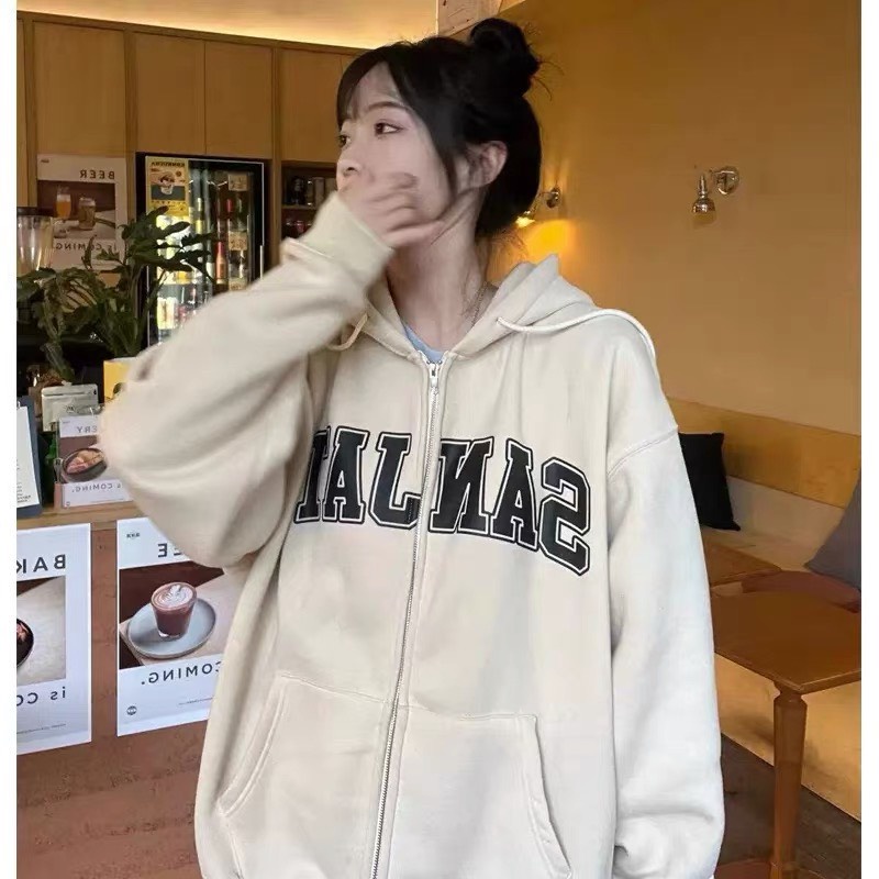 Áo hoodie zip mũ 2 lớp form rộng unisex mặc đôi, Áo khoác nỉ bông ngoại nam nữ chất dày dặn