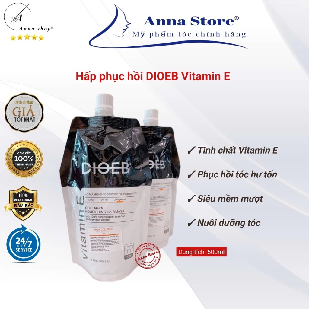 Dầu hấp tóc DIOEB Vitamin E Collagen, kem ủ tóc siêu mềm mượt 500ml