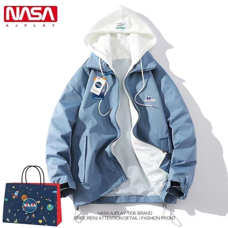 Áo khoác bomber namáo khoác nam áo khoác áo thun nam hoodie Phi Công Giả Hai Lớp Có Mũ Trùm In Logo NASA Thời Trang Xuân Thu Cho Nam Và Nữ size Lớn 90-200 jin