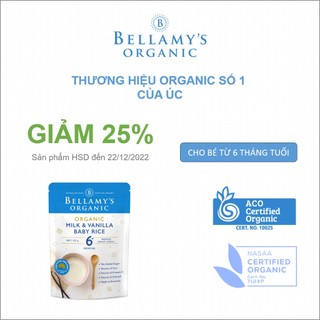 [Giảm 25%] Bột Dinh Dưỡng Ăn Dặm: Gạo, Sữa và Vanilla Bellamy's Organic