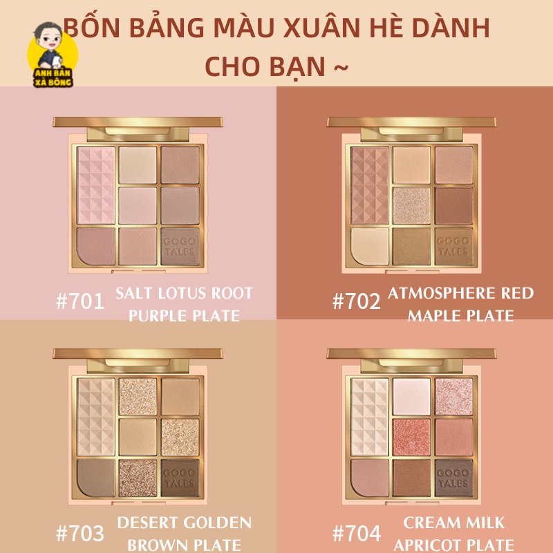 Bảng Phấn Mắt 8 Ô Màu Nhũ Lì GOGO TALES 8-Color Desert Starlight Eyeshadow Palette GT317