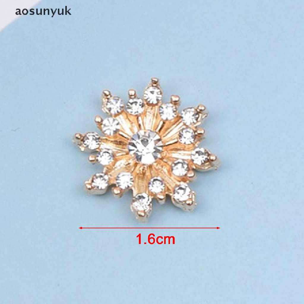 Aosunyuk Set 10 Nút Áo Hình Bông Tuyết Ngọc Trai Kim Loại Đính Kim Cương Giả Lấp Lánh