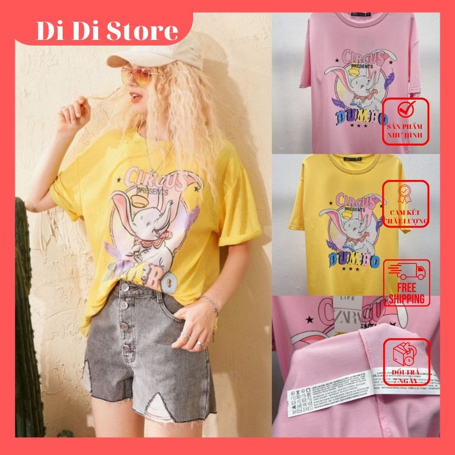 Áo phông 𝐙𝐚𝐫𝐚 𝐡𝐢̀𝐧𝐡 Voi 𝐃𝐮𝐦𝐛𝐨 𝐂𝐢𝐫𝐜𝐮𝐬 siêu cưng, vnxk, thun tốt co giãn mịn, mát