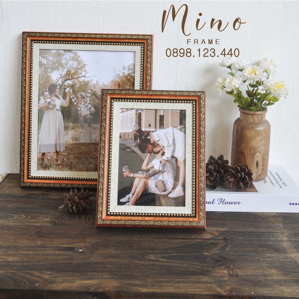 Khung Ảnh Gỗ 5 / 6 / 7 / 10 Trang Trí Phòng Khách, Phòng Ngủ Mino Frame KH09
