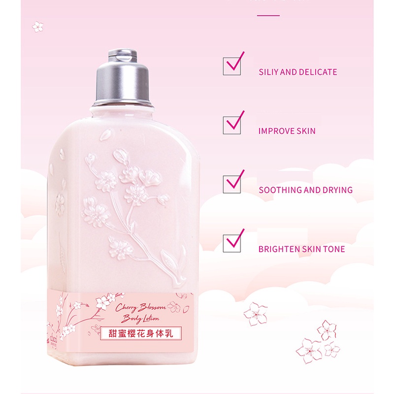 Sữa dưỡng thể chứa chiết xuất hoa anh đào giúp dưỡng ẩm và chăm sóc da 240g