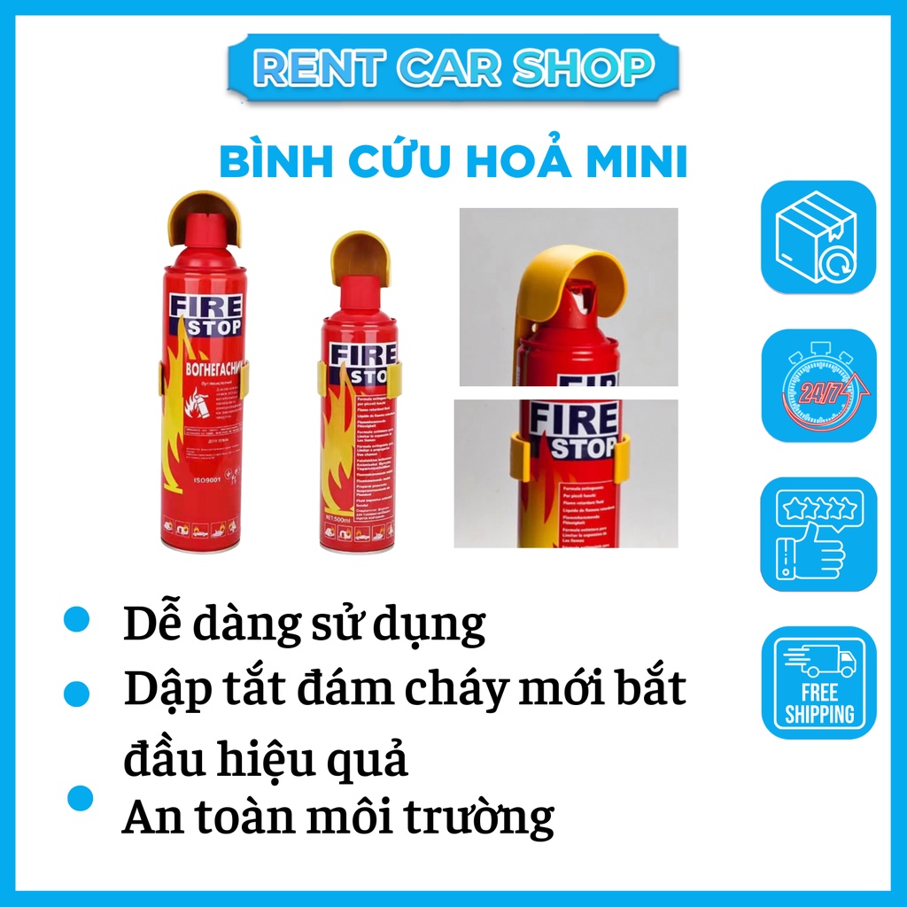 Bình chữa cháy cứu hỏa ô tô, Bình chữa cháy cứu hỏa mini, dùng cho xe hơi, chung cư, gia đình