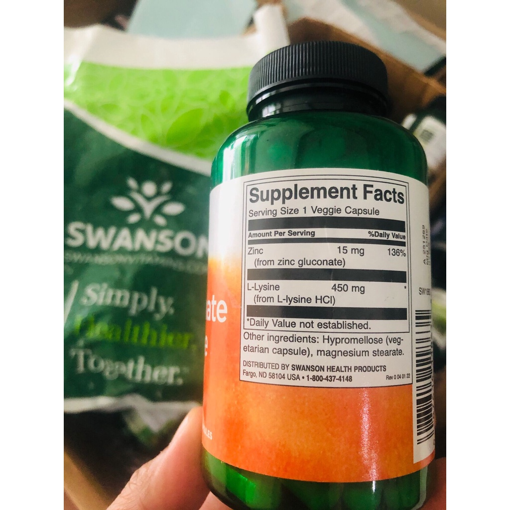 Viên uống giúp Giảm Mụn tăng miễn dịch & làm đẹp da Zinc Gluconate & L-Lysine