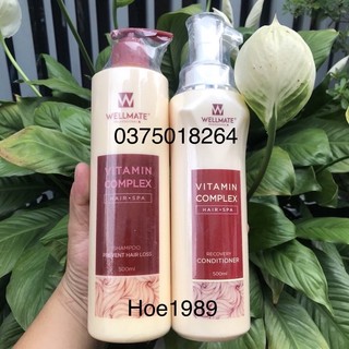 Dầu gội xả chống rụng, kích thích mọc tóc wellmate vitamin complex anti-hair loss shampoo 500ml x2
