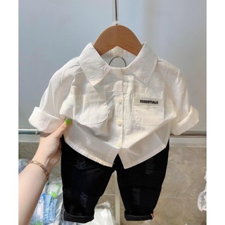 Bộ áo sơ mi và quân kaki xước nhẹ cho bé trai
