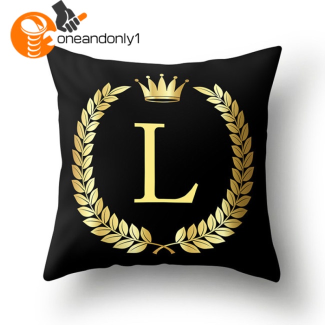 Vỏ Gối Vuông 45 * 45CM In Họa Tiết Vương Miện Màu Vàng Đen Độc Đáo Trang Trí Nhà Cửa